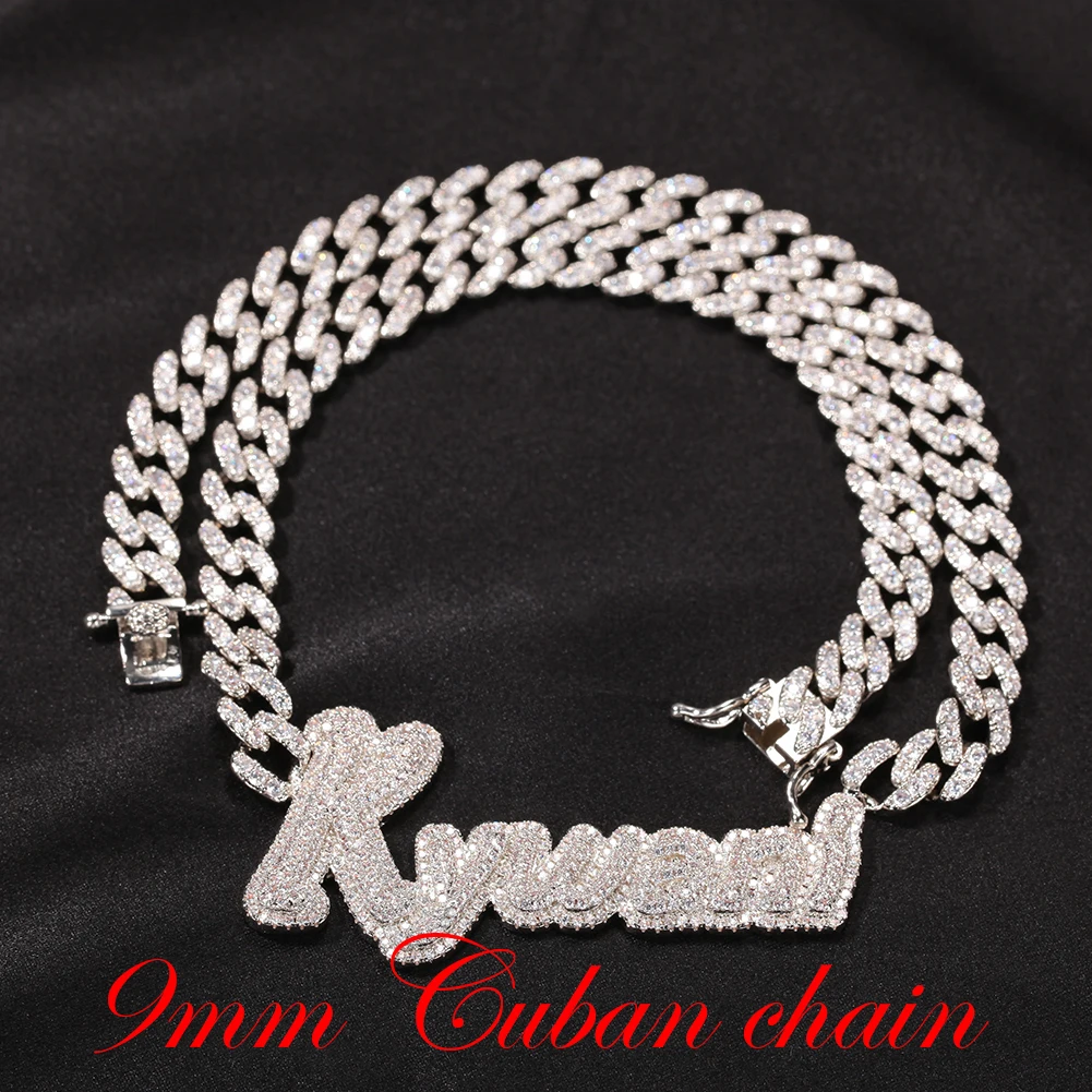 Imagem -03 - The King Corrente Cubana Personalizada Colares com Pingente de Letras Curvas Nome Personalizado mm 12 mm Bijuterias Hip-hop