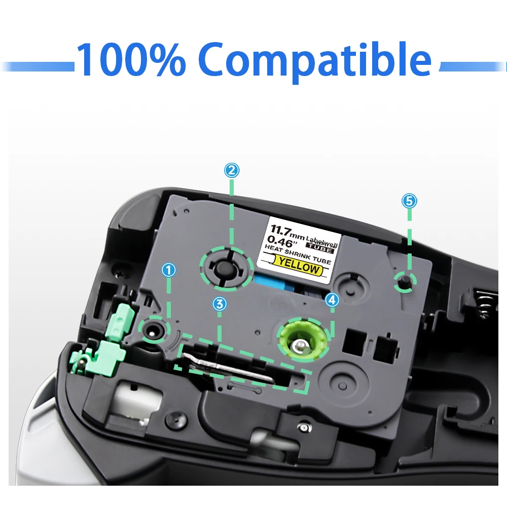 Labelwell 5/10PK Hse-231 Compatible for Brother Hse-211 221 241 251 611 621 631 Heat Shrink Tube for Brother P-Touch Label Maker