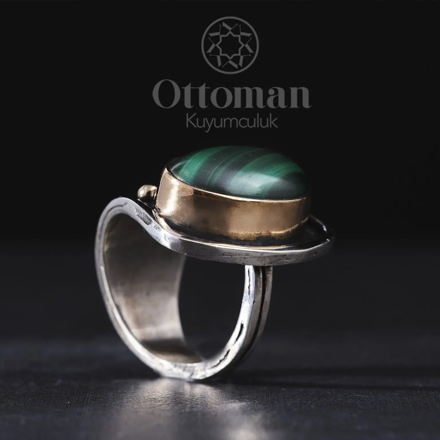 Our Women's Ring Model with Malahit Stone is made of 925 Sterling Silver The structure of the eye-catching orginal malachite sto