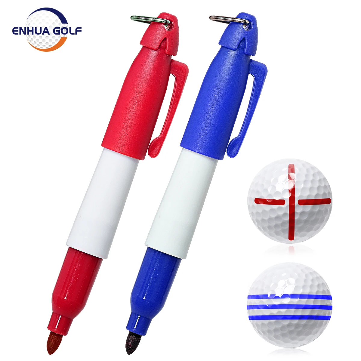 Professional Golf Ball Liner Markers Pen with Hang Hook Drawing Alignment Marks,Positioning Outdoor Sport Tool for Golfer Gift