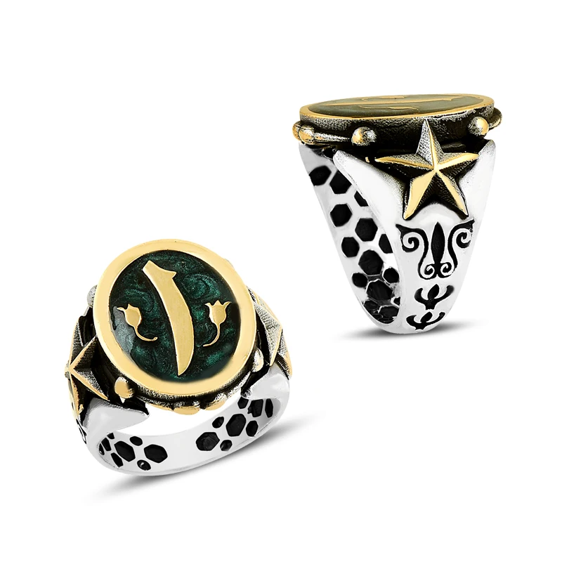 925 Silver Star Printed Elegant Men Rings