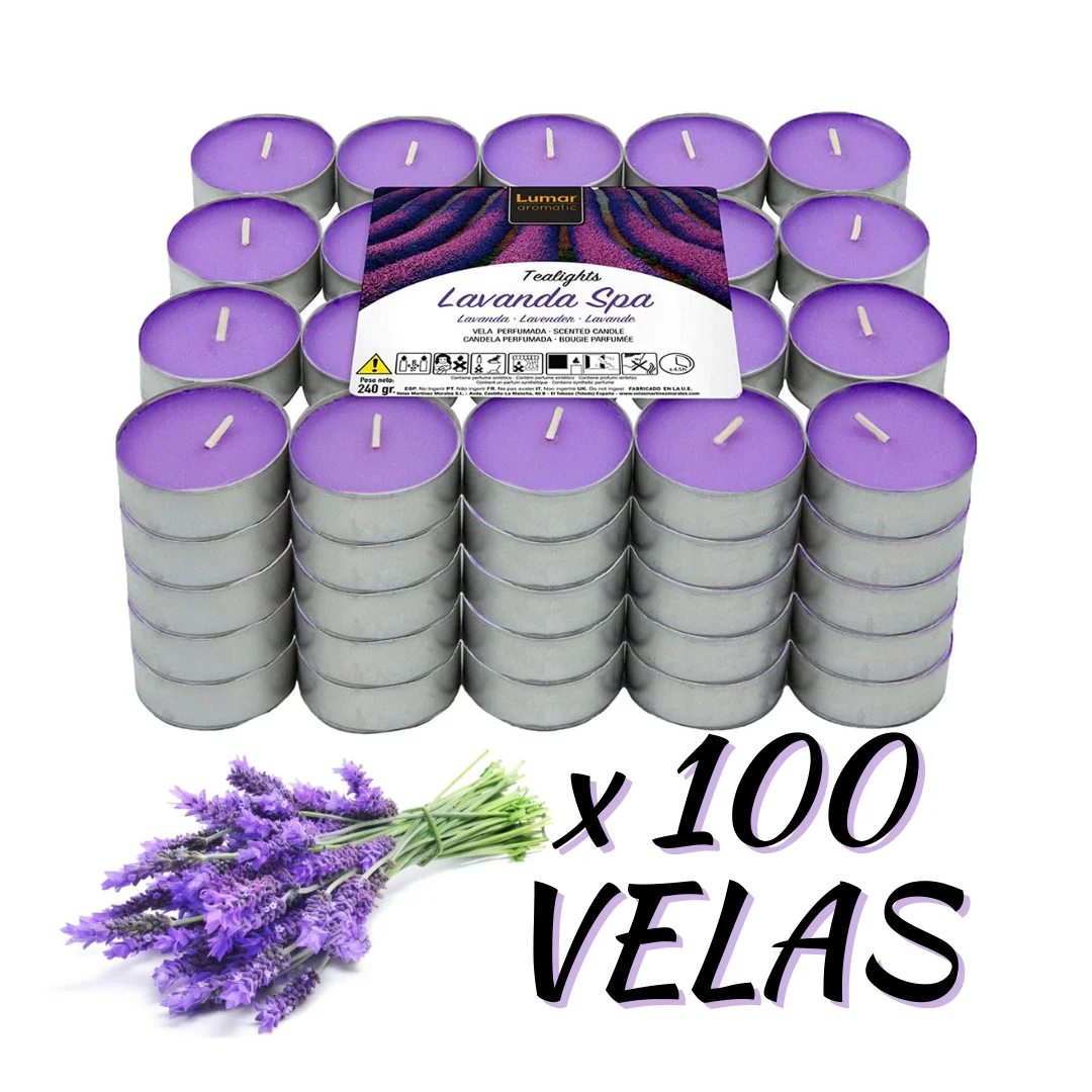 KROWN - Pack 60/100 Velas Perfumadas TeaLights Duración Aproximadamente 4,5 Horas, Velas de Té Aromáticas Baratas Lowcost, Vainilla, Canela, Coco, Floral, Fresa, Fruta Tropical, Frutos rojos del Bosque, Lavanda, Sandia