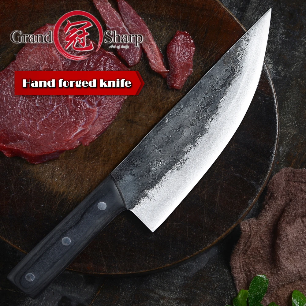 Handmade Chinese Chef Knife Clad Forged Steel Boning Slicing Butcher Kitchen Professional Tools Cleaver Vegetables Carbon Steel