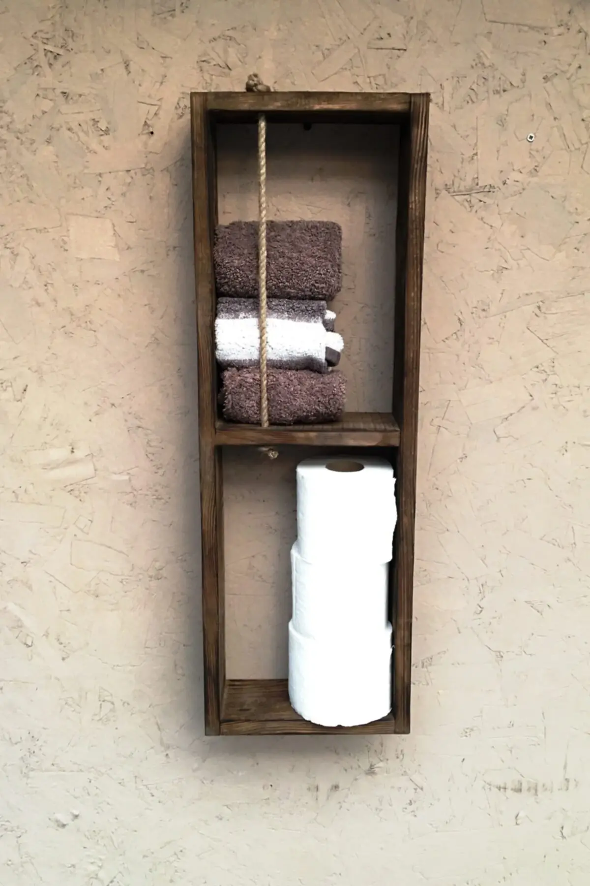 Decorative Design Rope Bathroom Towel Holder Multipurpose Solid Wood Wall Rack