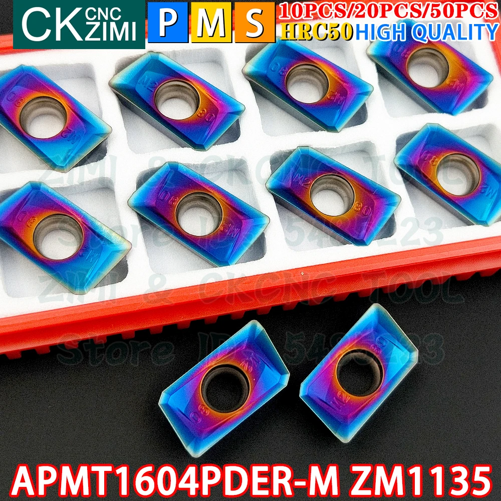 APMT1604PDER-M ZM1135 APMT 1604 PDER M HRC50 Inserções de metal duro Ferramentas de pastilhas para fresamento de ressalto Ferramentas de fresagem indexável para torno de metal CNC
