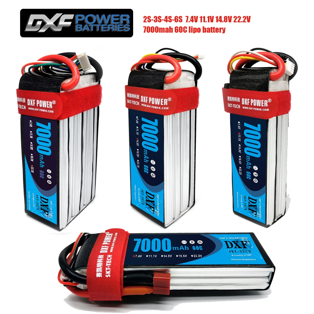 2PCS DXF 2S 3S 4S 6S Lipo 7.4V 11.1V 14.8V 22.2V Battery 7000mAh 60C for RC Airplane Helicopter Quadrotor AKKU car truck boat