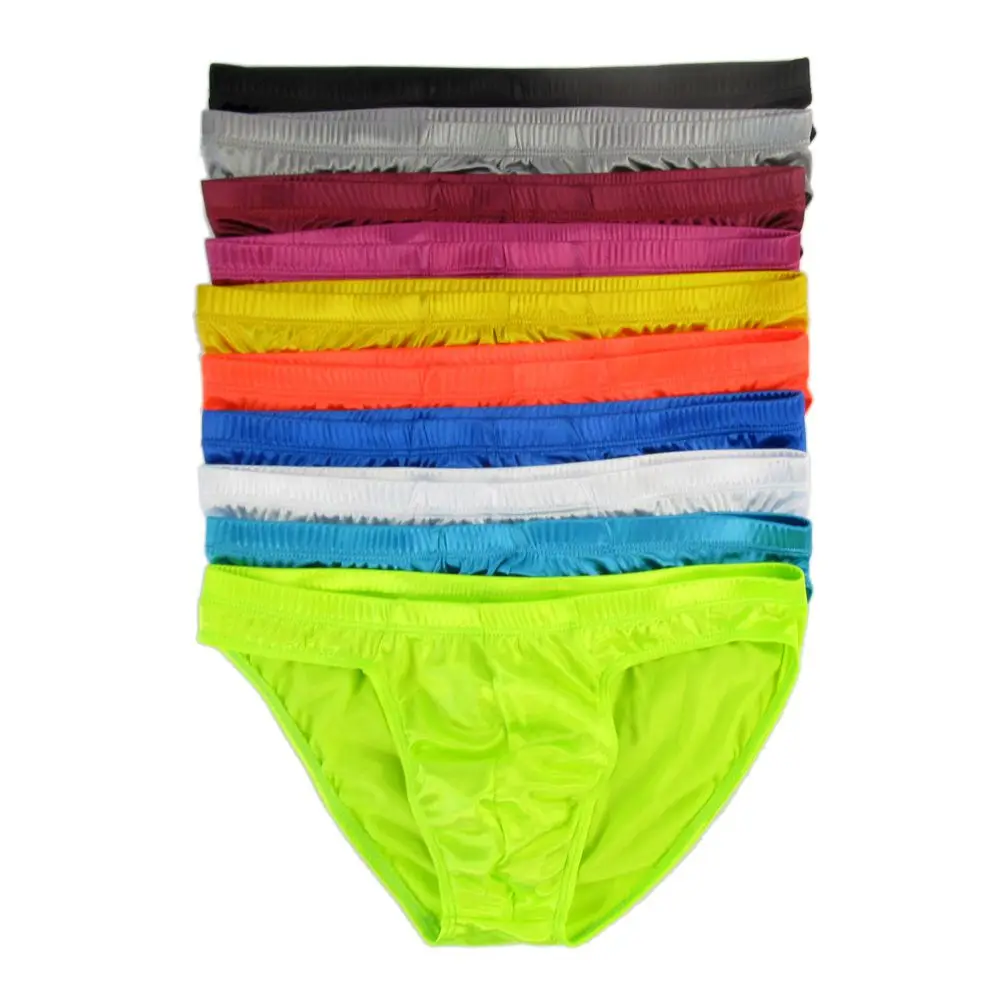 Mens G830Y Sexy Bikini Front Pouch Moderate Back Shiny Satin Knit mens underwear