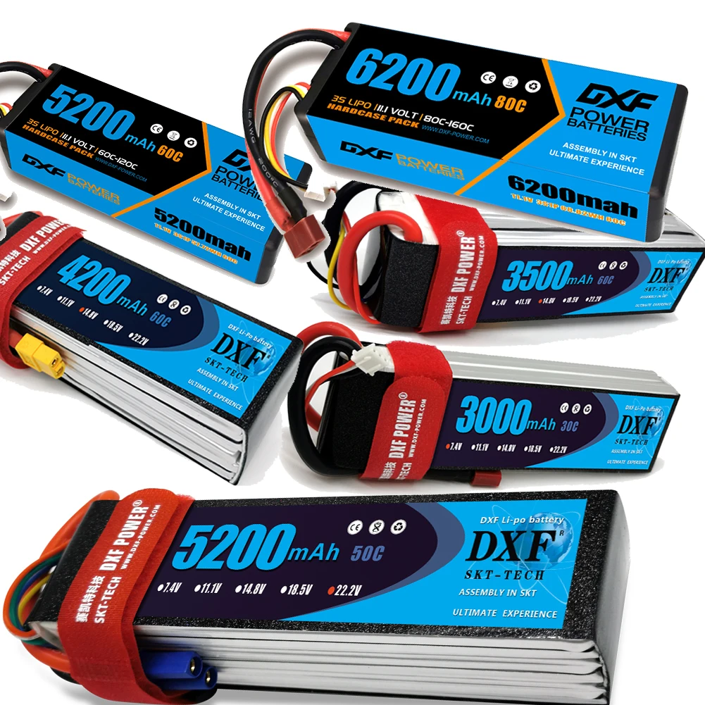 

DXF 2S 3S 4S 6S RC Lipo Battery 7.4V 11.1V 14.8V 22.2V 3300mah 4500mah 5200mah 6200mah 6500mah T Deans XT60 Hard Case Parts