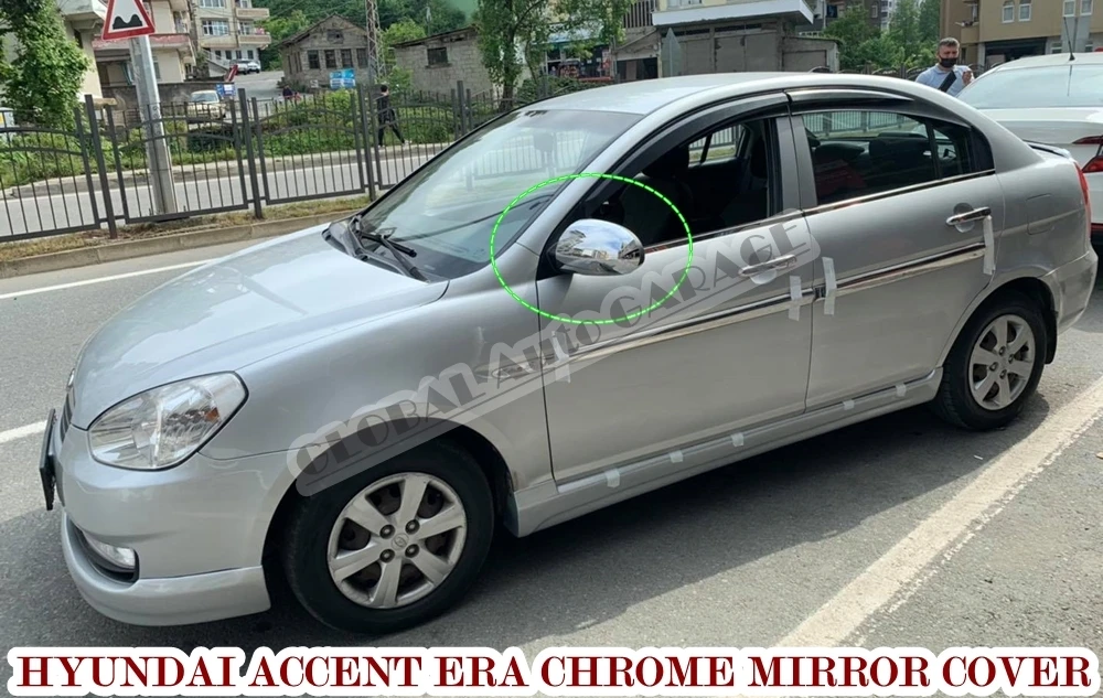 For Hyundai Accent Era Sedan 2006 2007 2008 2009 2010 Chrome Mirror Cover Cap 2 Pieces Wing Car Auto Ornament Stainless Steel