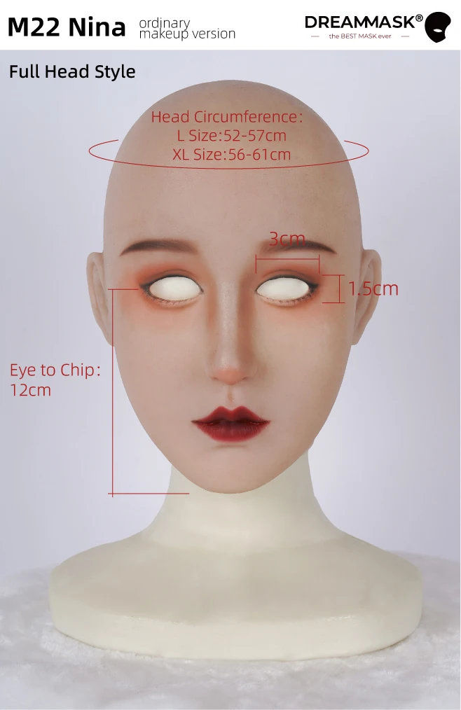 (Nina)Crossdress Full Head Realistic Silicone Sexy Lady Transgender Male To Female Cosplay Mask With Breast Torso DMS M22