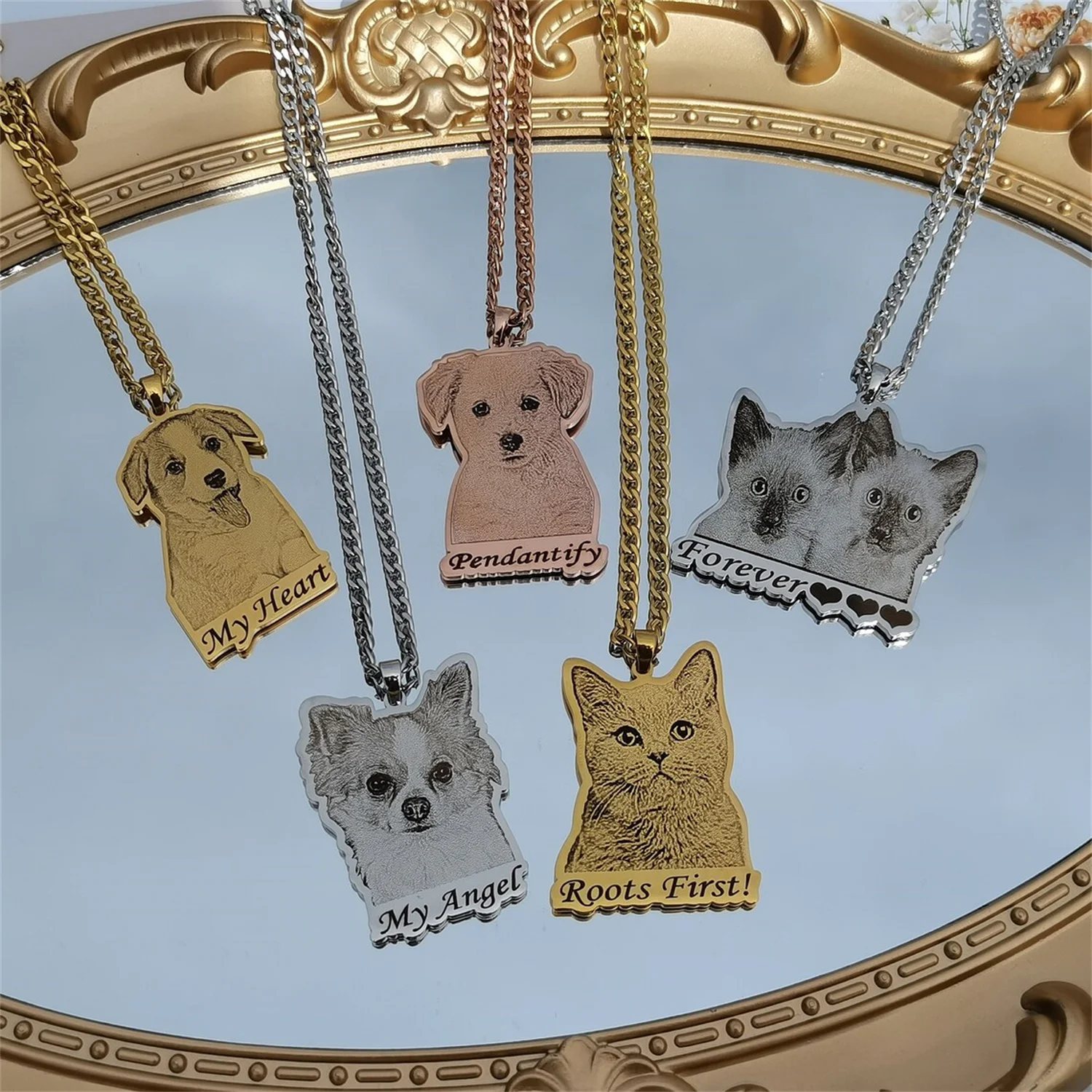 Personalized Pet Photo Necklace Custom Pet Memorial Collar Dog Portrait Collar Cat Pendant Birthday Gift Souvenir Jewelry