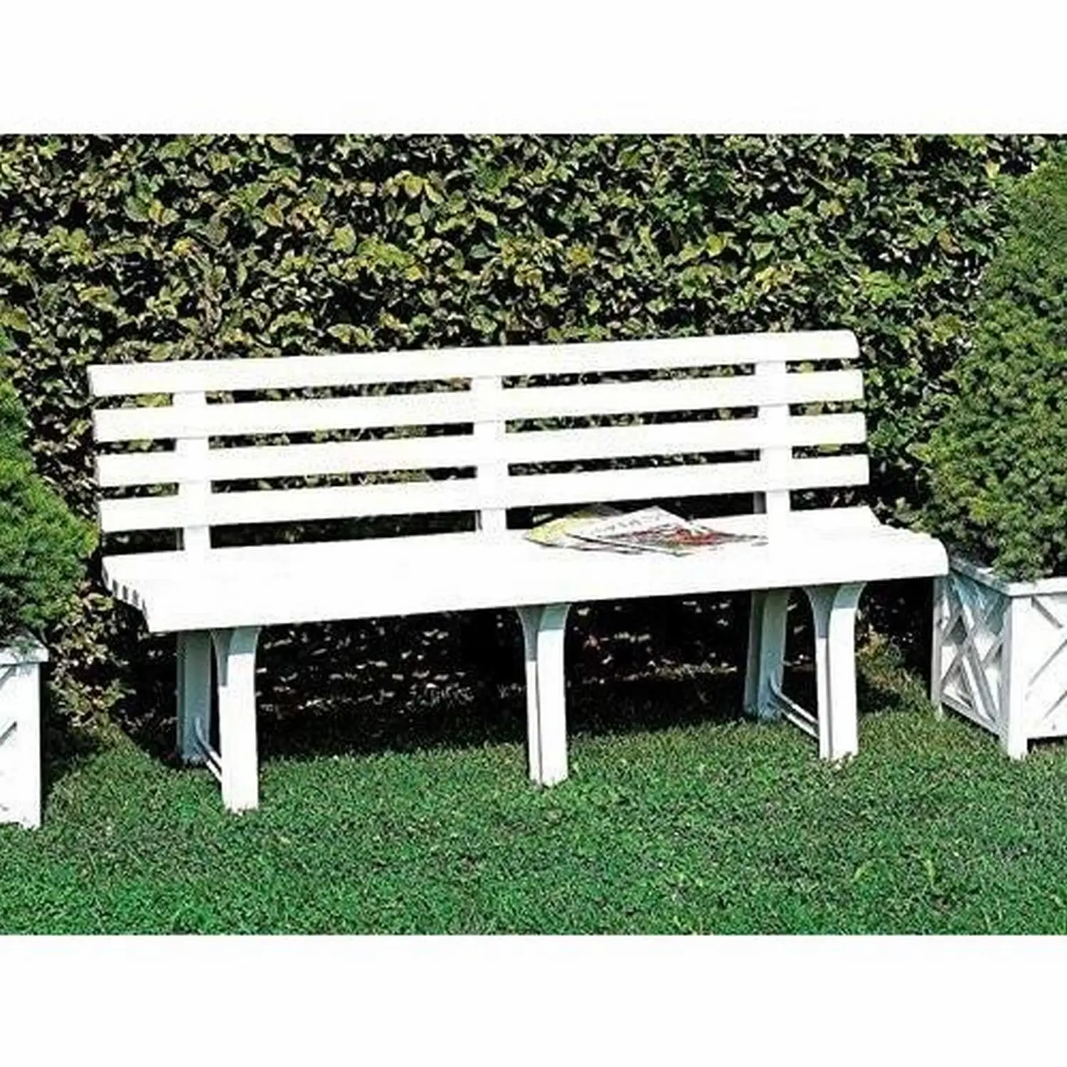 Bench garden resin white 145x49 cm outdoor furniture decoration