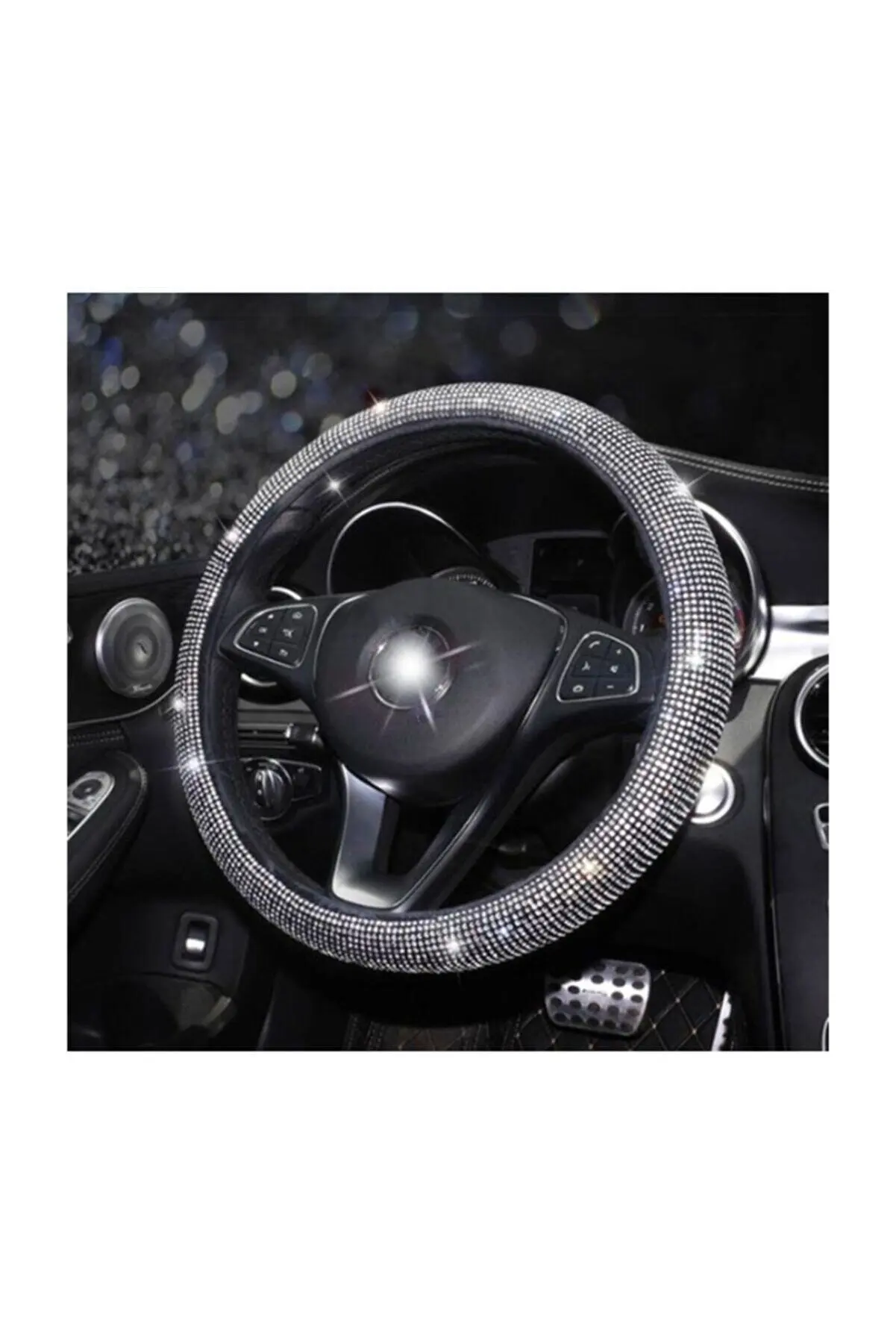 Diamond Model Snap-on Auto Steering Wheel Cover for Female Drivers Snap-on steering wheel cover model with diamonds fast ship