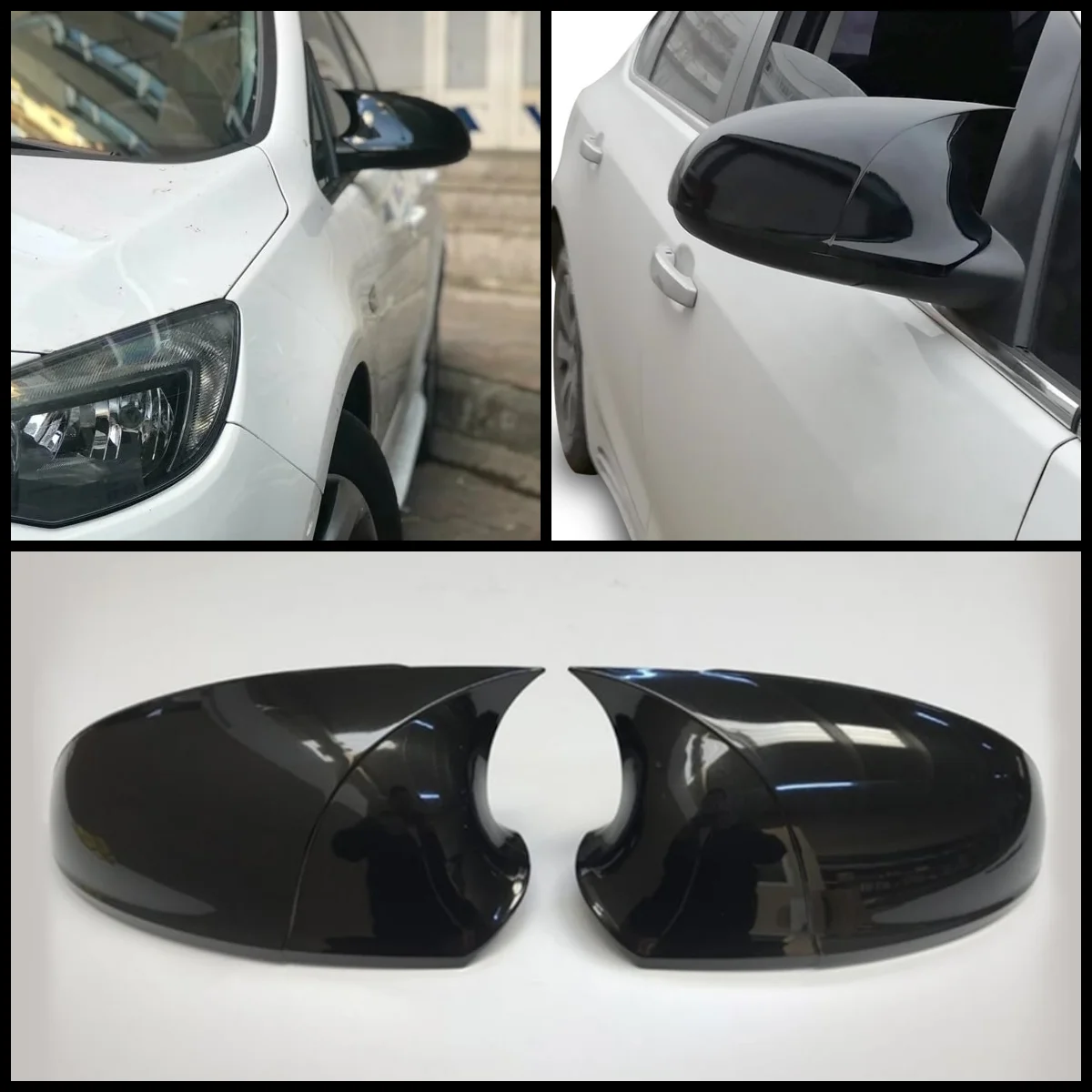 

For Opel Astra J ABS Plastic Bat Wing 2 Pieces Mirror Covers Caps Rearview Mirror Case Cover Gloss Black Car Accessories