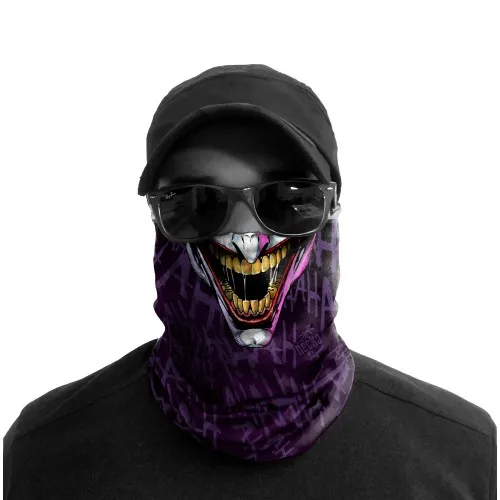 Necko Headwear Buff Bandana DC Joker Face Mask Purple Tube Neck Gaiter Warmer Snood for Men Women Motorcycle Bicycle