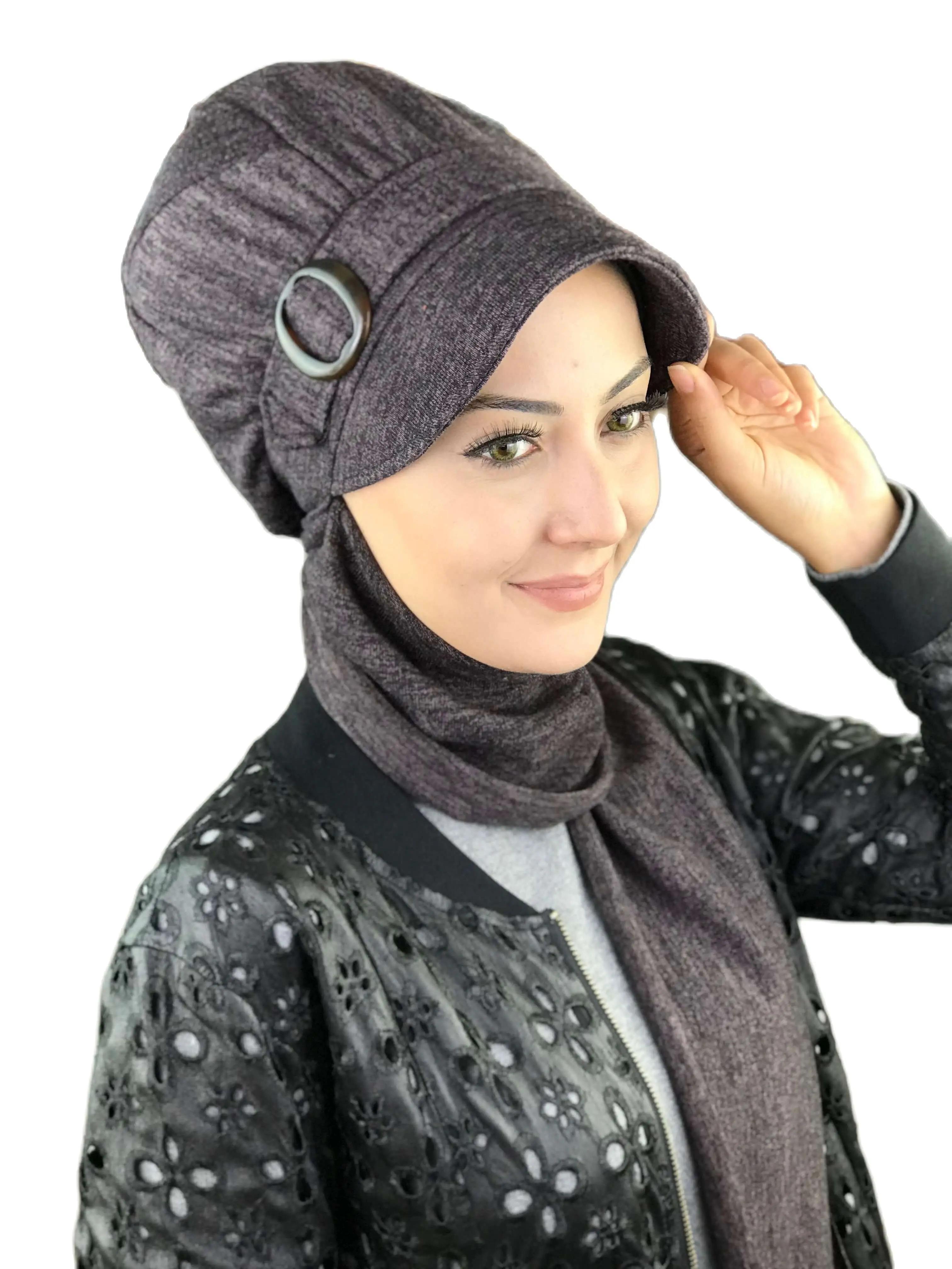 2022 New Fashion Hijab Women Muslim Multicolor Versatile Cancer Chemo Head Wrap Tulle Crispy Purple Buckle Scarf Hat Shawl