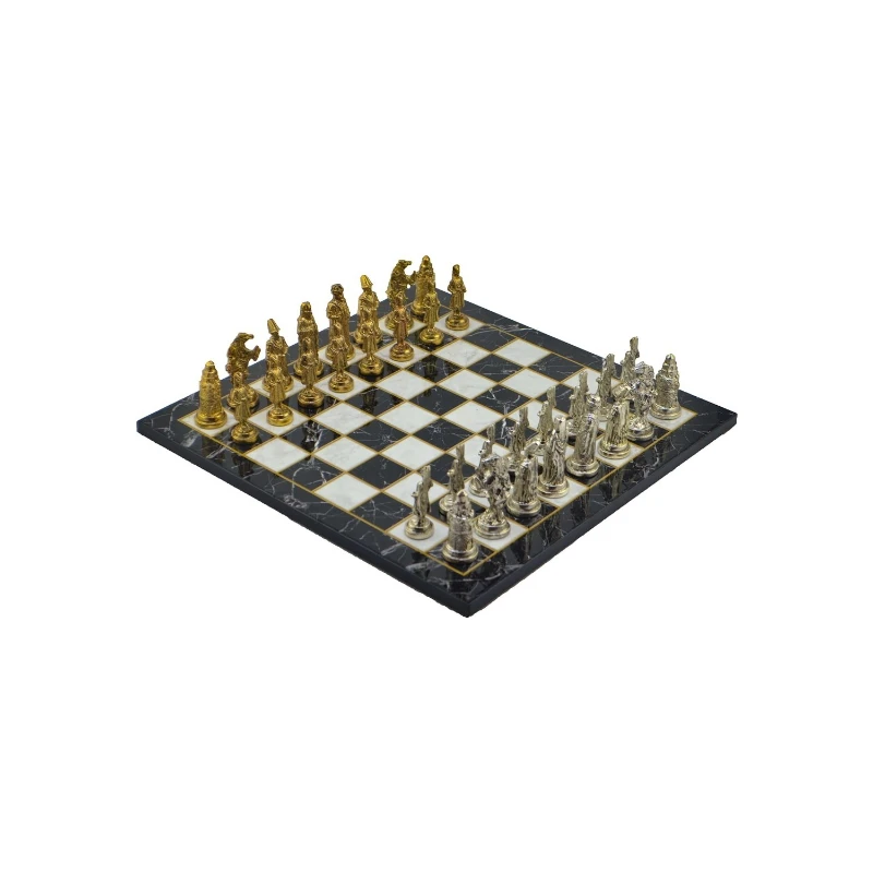 Metal Chess Set Large Ottoman Shiny Stone and Flat Marble Patterned Chessboard 2 personality intelligence and reasoning strategy games