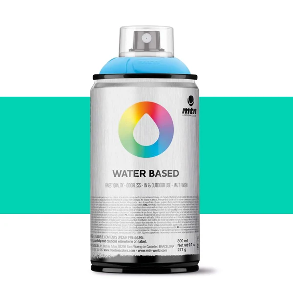 Spray paint brand MTN Water Based Color Turquoise Green 300 ml Montana low pressure Little Ideal smell interior