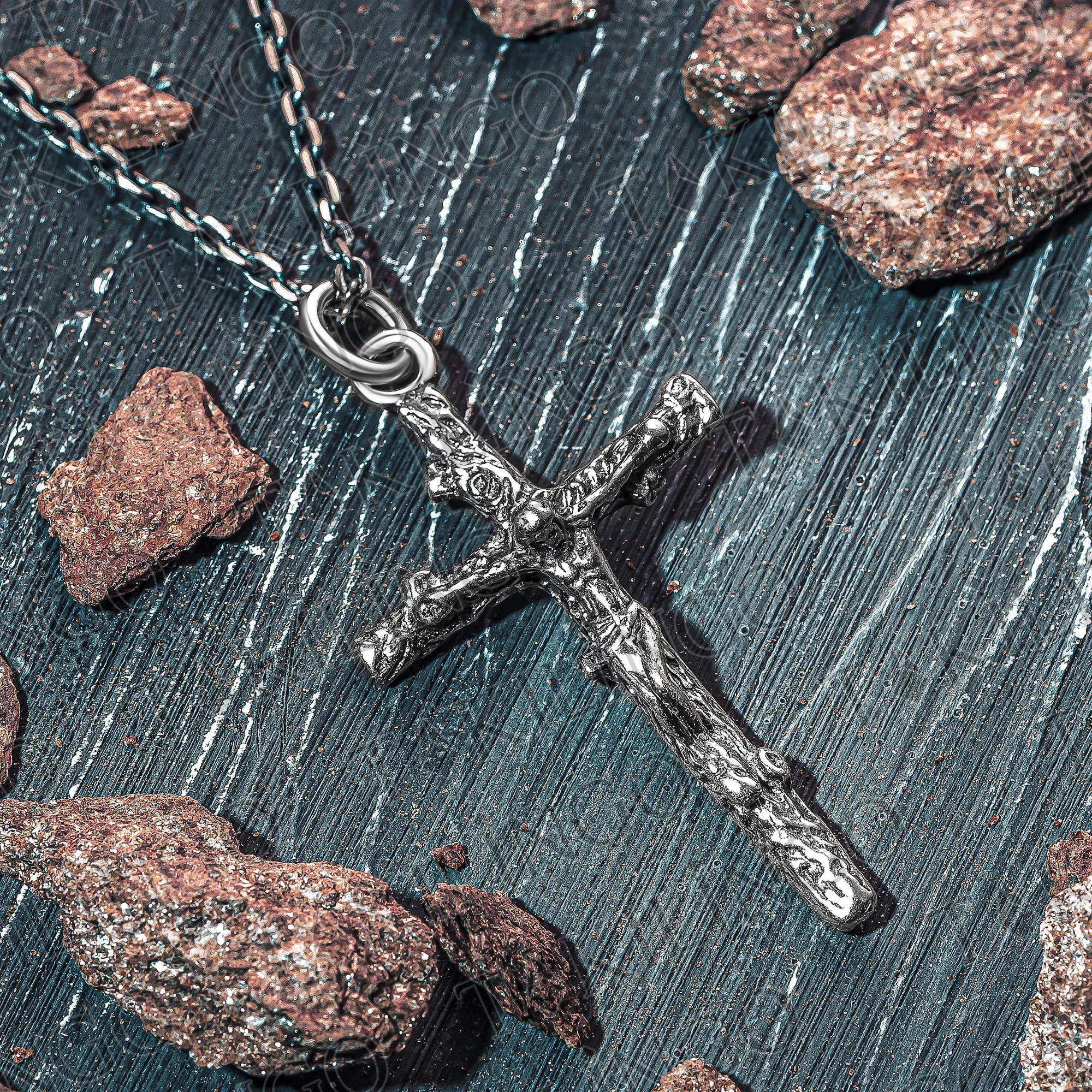 925K Sterling Silver Cross Necklace Jewel Trendy Pendant Necklace Easter Jesus Cross Necklace Christian Religious Totem TRENDY