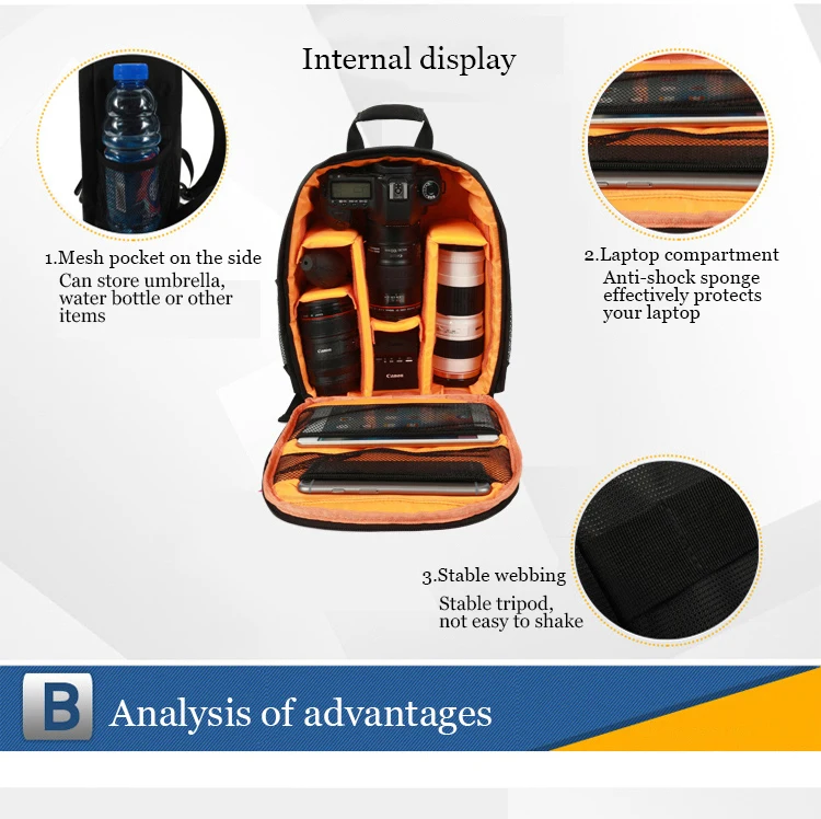Wasserdichte Kameratasche, Outdoor-Fotografie-Rucksack, Video-Digitale Einzelobjektiv-Spiegelreflexkamera-Tasche, Geeignet für die Meisten Kameras – Detail 5