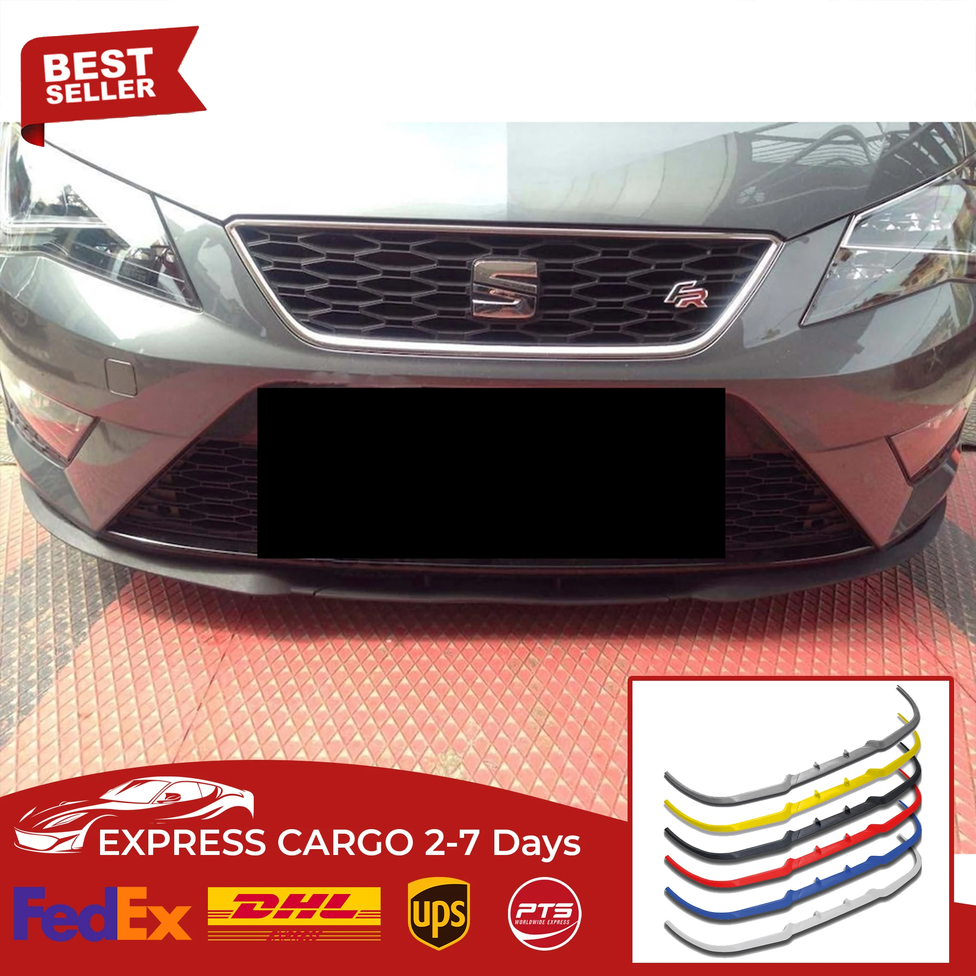 

For Seat Leon MK3 CUPRA R FRONT SPOILER BUMPER LIP Euro Spoiler Lip Universal 3 pcs Body Kit