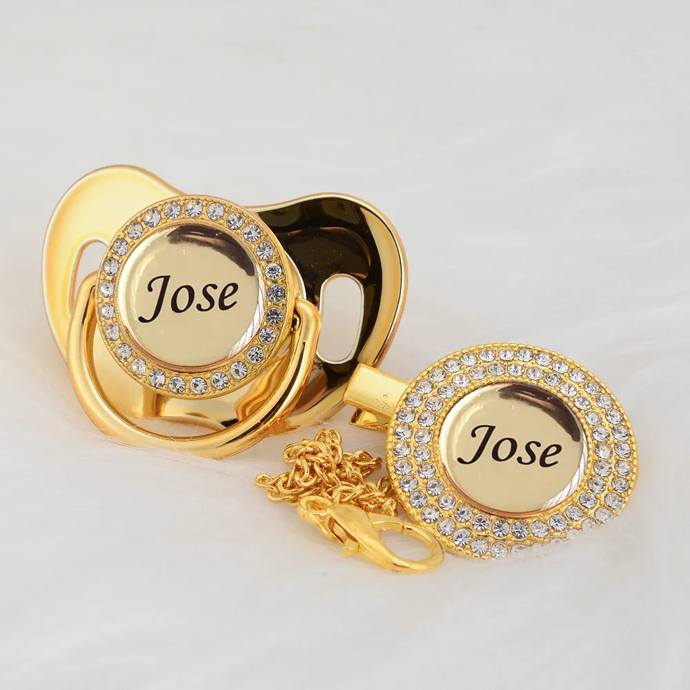 MIYOCAR Personalized any name can make silver bling pacifier and pacifier clip BPA free dummy bling unique design P9