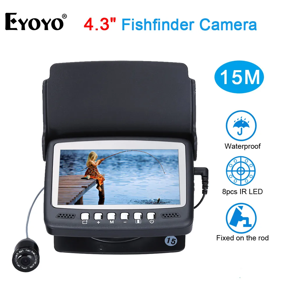 

Eyoyo Underwater Fishing Video Camera 4.3"Color HD Monitor 8pcs Infrared LED 15m Professional Fish Finder Ice Fishing Camera