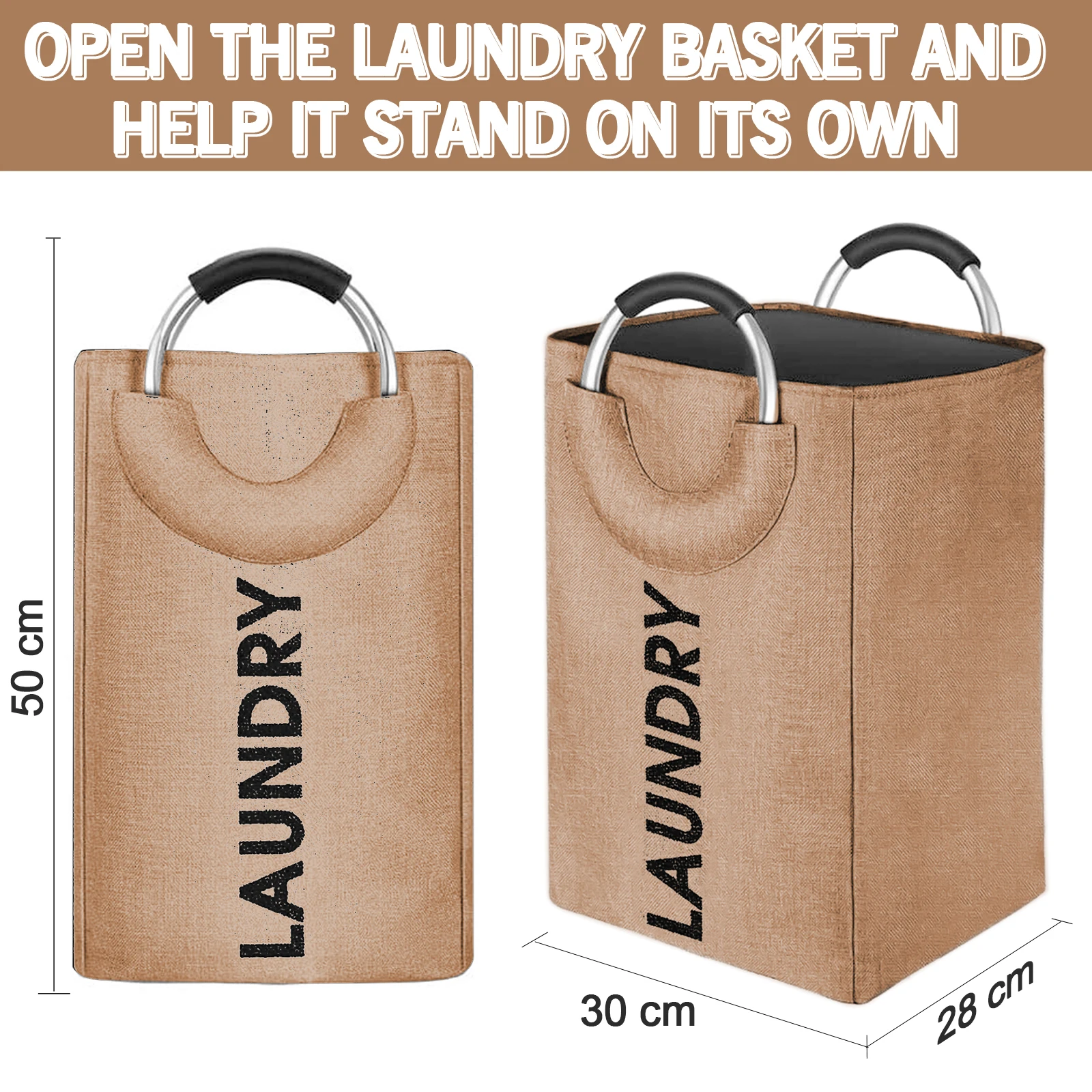 Foldable Handheld Laundry Basket, Toy Storage Basket with Ring Padded Aluminum Handle, Large Capacity75L for Easy Storage