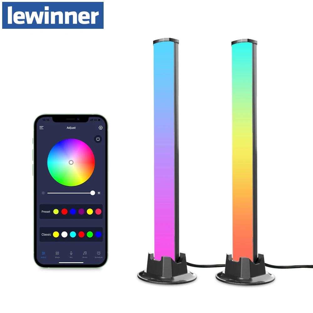 

Умный светодиодный RGB-светильник Lewinner, носветильник лампа с Bluetooth, управлением через приложение, подсветкой для музыкального ритма, подсветка для игрового ТВ