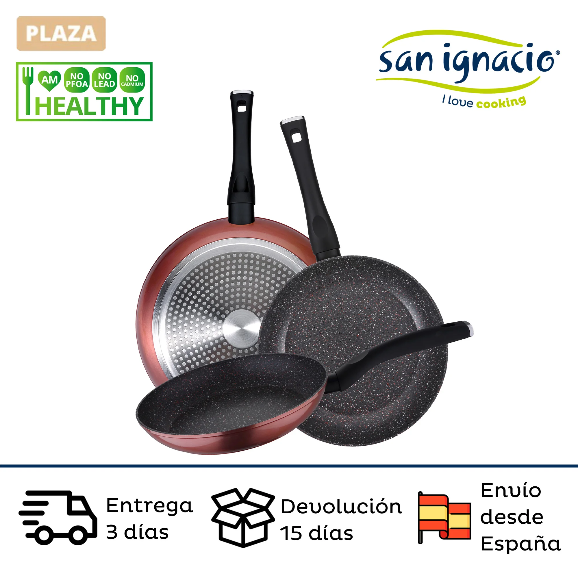 SAN IGNACIO Venus: set of 20,24,28cm non-stick pans suitable for induction.