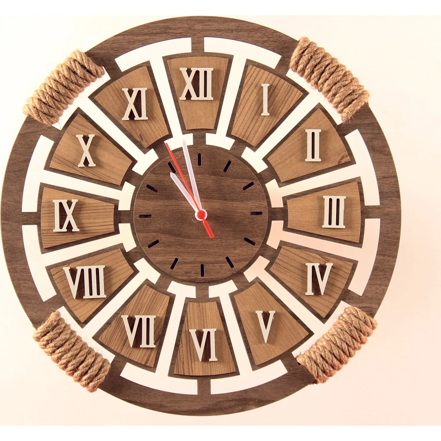 40 cm ROMAN ARABIC Numerals Arabic basmala i serif Natural wood wall religious islamic Knitting Roped Wooden Wall Clock rope knitting