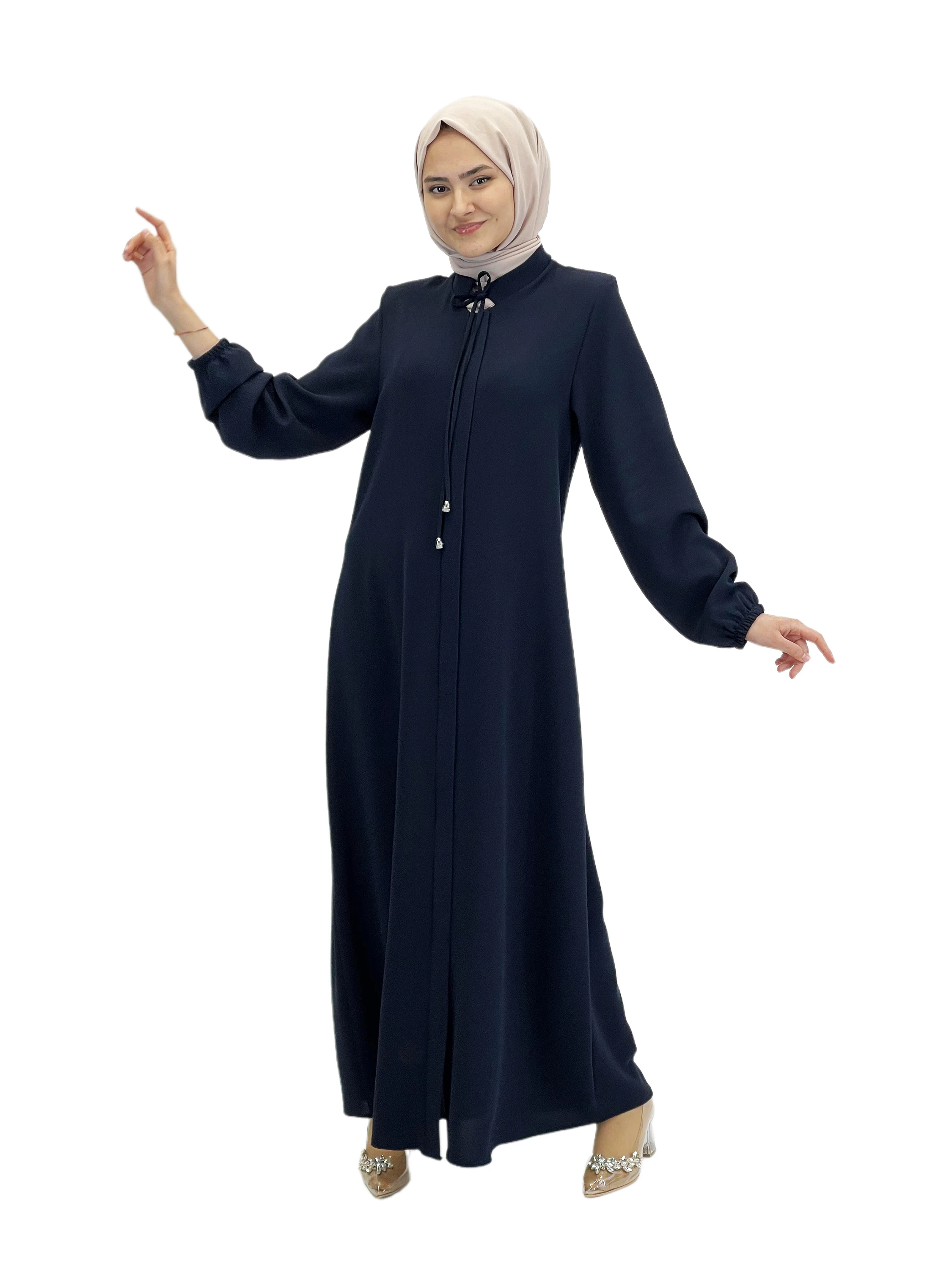 Maxi Dress Long Sleeve  Abaya for Muslim Dresses for Women Crepe Fabric Casual Clothes Hijab for Dubai Sport Abaya