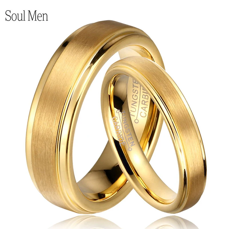 

Men's Ring For Party Tungsten Gold Wedding Rings 2021 Trend Unisex Lovers' Couple Gift Ree Shipping Engrave 8mm/6mm/4mm