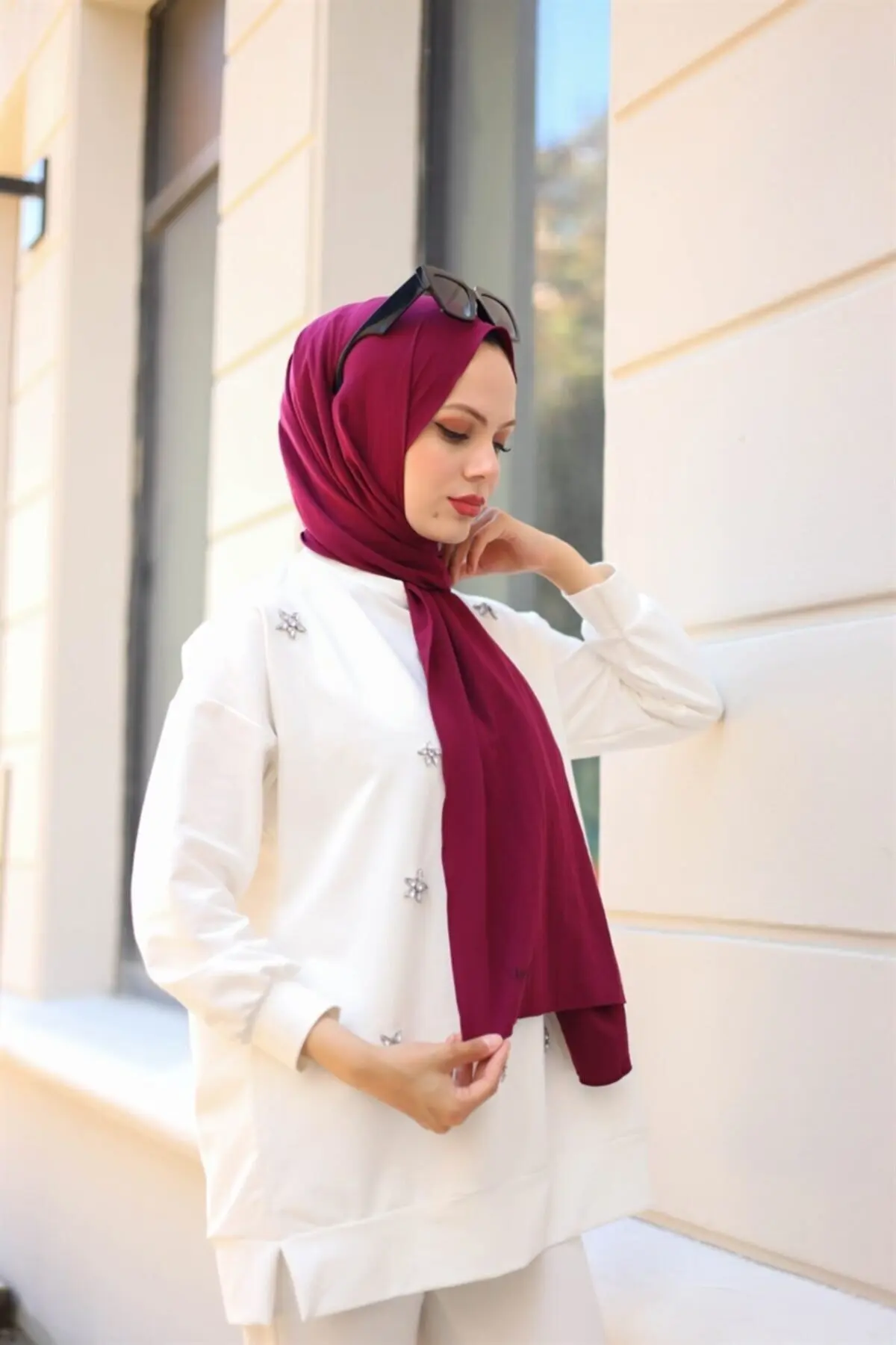 Women\'s Scarf Islamic Hijab Design Shawl Muslim Fashion Made in Turkey 75 x 185 Cm Size Long Hijabs All Colors Cotton Fabric