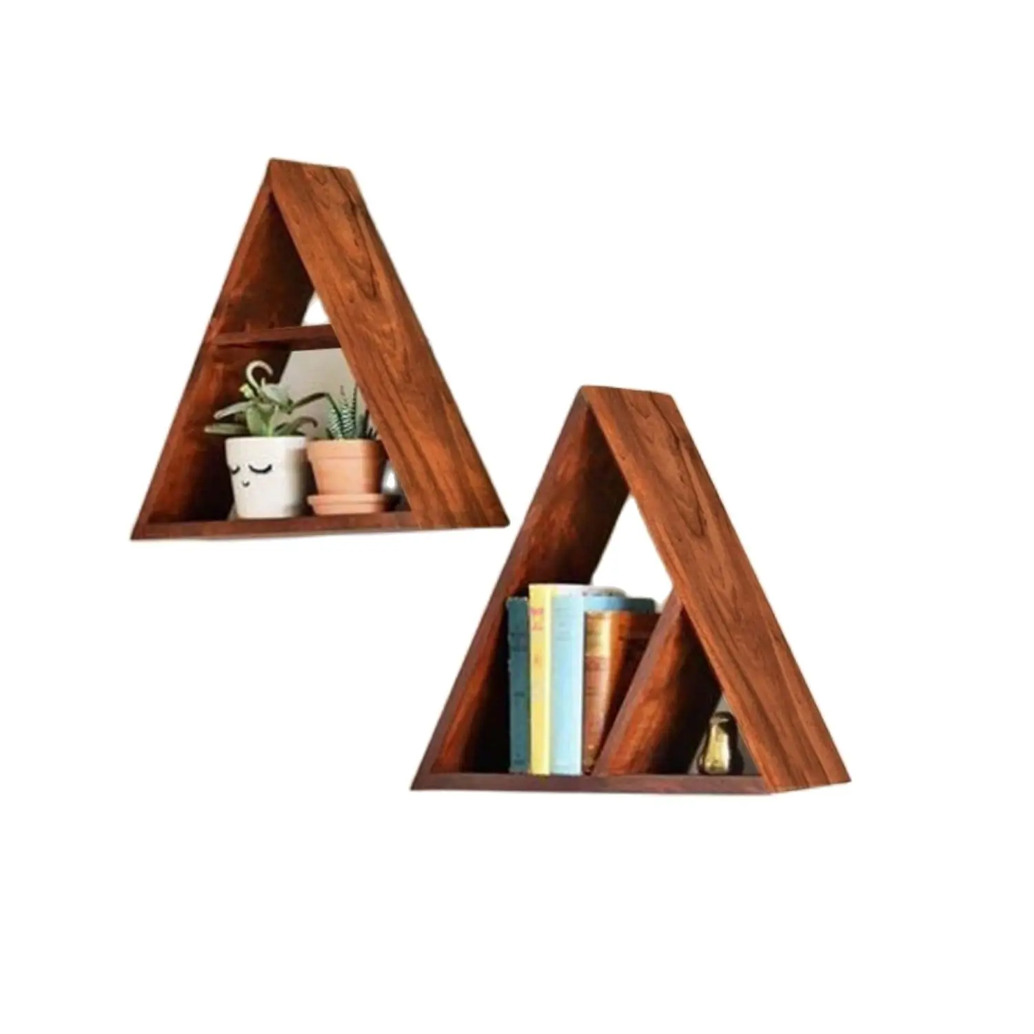 Wooden Handmade Triangle Organizer Wall Shelf Home Decor Nordic Wall Mounted Wood Storage Rack Livingroom Bedroom Kitchen Bois