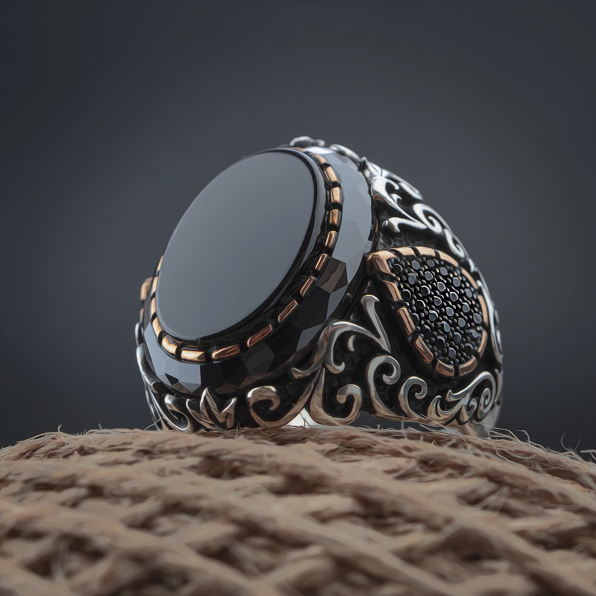 Rings 925 Sterling Silver  Black Onyx, Red Agate Stone Ring Zircon Jewelry Made in Turkey Beautifully Crafted  for men with gift