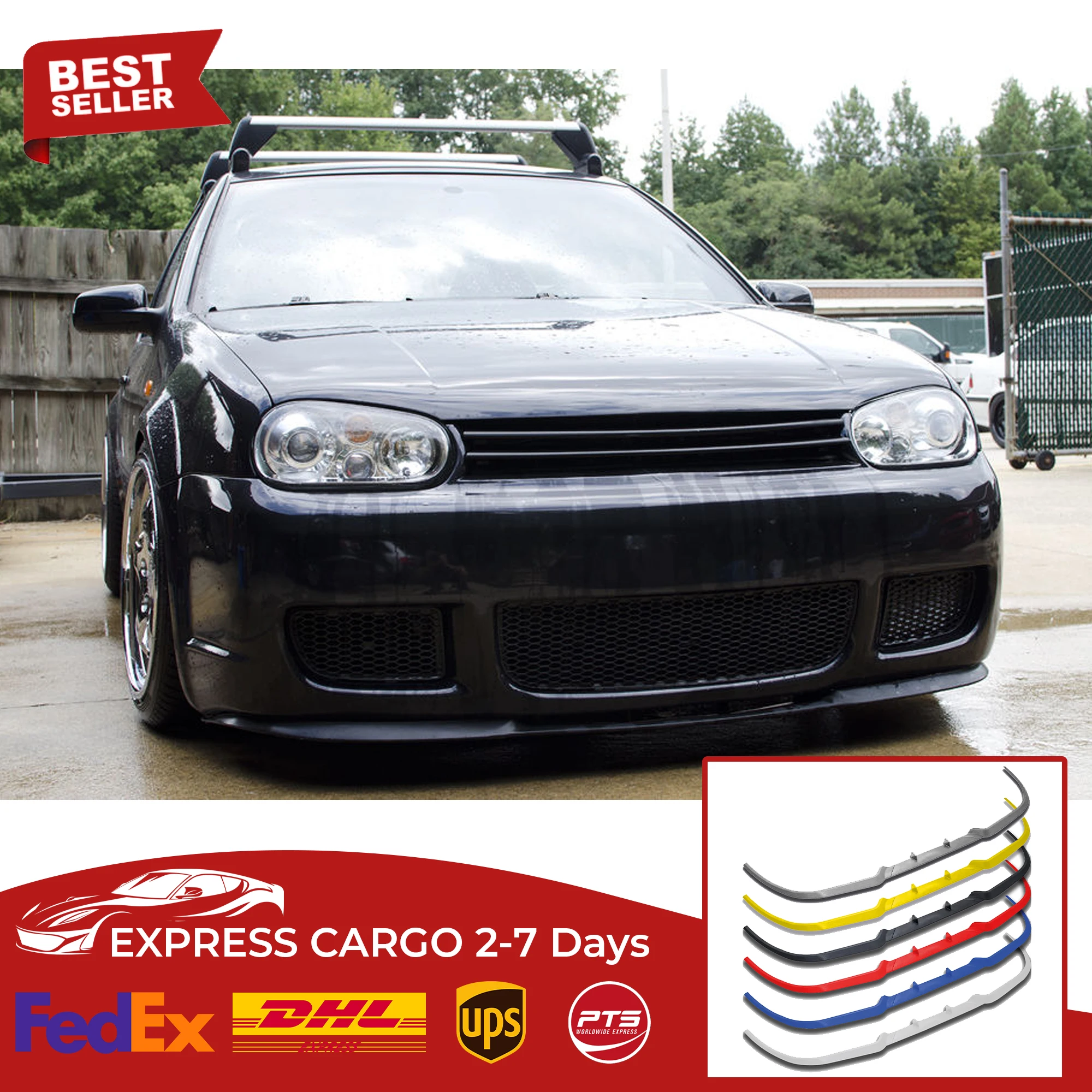 For VW GOLF R32 MK4 CUPRA R FRONT SPOILER BUMPER LIP Euro Spoiler Lip Universal 3 pcs Body Kit