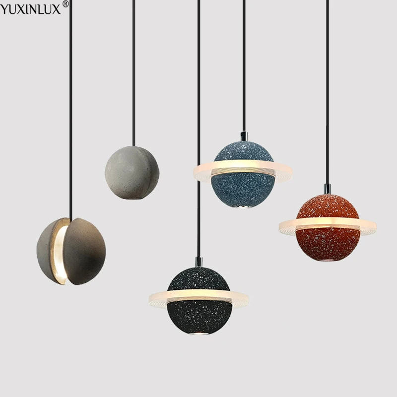 

Creative Planet Moon Resin Led Pendant Lamp For Bedroom Living Dining Room Coffee Bar Indoor Hanging Lighting Industrial Fixture