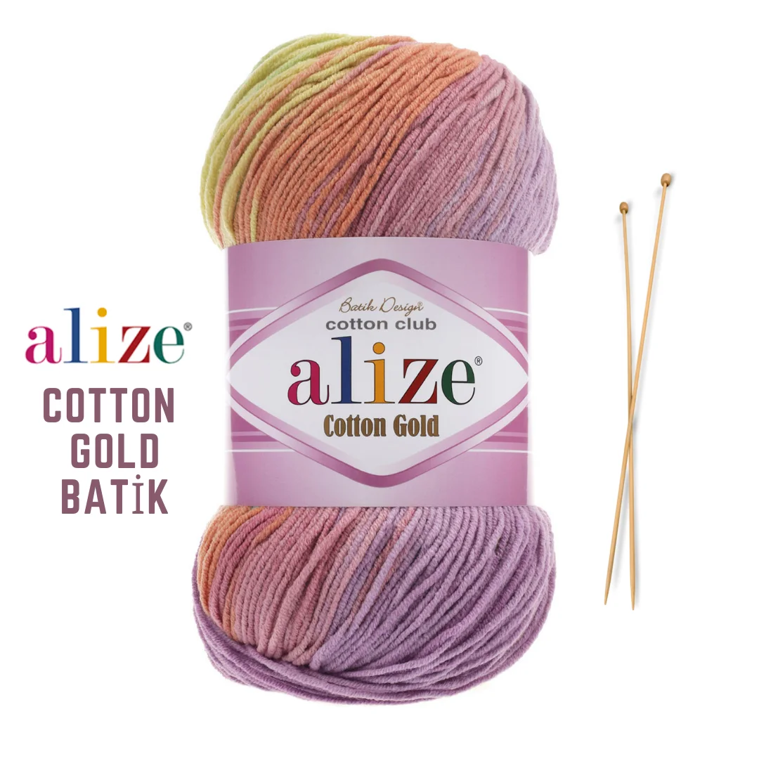 Alize Cotton Gold Batik Knitting Yarn Yarn Crochet Soft Yarn Acrylic Yarn Multicolor Yarn Wool Cotton Yarn Turkish Yarn