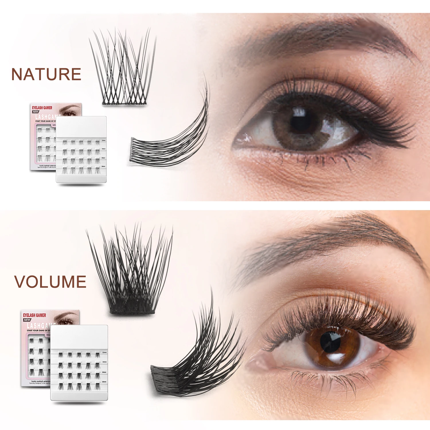 EASITENSION Natural Volume Mix Individual Cluster Eyelash Extension Professional 3D Volume Effect Faux Eyelashes Bundles Lashes