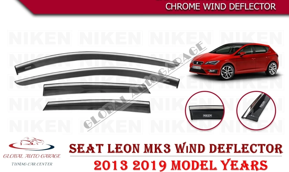 

For SEAT LEON MK3 FR 5F Chrome Rain Wind Deflector 2013 2014 2015 2016 2017 2018 2019 Sunshade Rain Guards Curtain Auto Car Roof