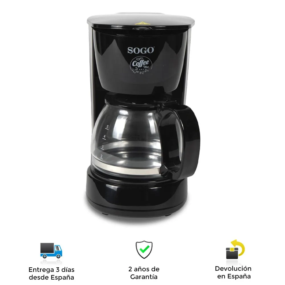 Electric coffee machine Sogo drip, 4/6 cups, elegant, modern, powerful, fast, portable, coffee jug, filter, light, thermostat, coffee maker, coffee machines