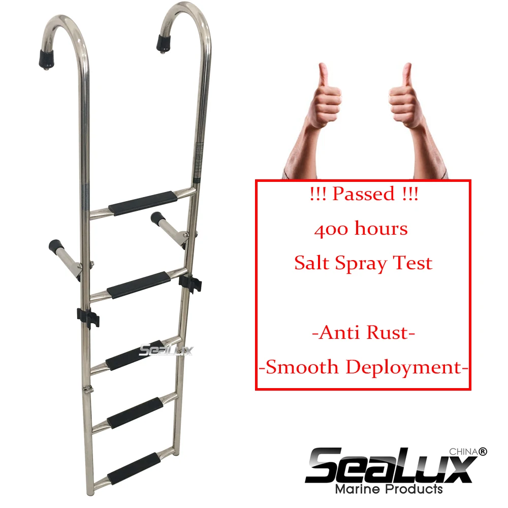 

Sealux нержавеющая сталь 304 2 + 3 ступени складная лестница посадковая лестница с ручкой для морской лодки, яхты, рыболовного паруса
