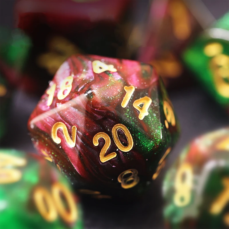 Juego de dados de cielo estrellado rojo y rojo, dados D & D COC D4 D6 D8 D10 D % D12 D20, juegos de mesa DND RPG, 7 piezas por juego