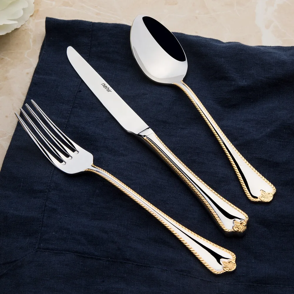 Pieces Gold Mere Cutlery Kitchen Set Stainless Steel Western Tableware Classic Dinner Knife Fork Restaurant Dining Lunch Box