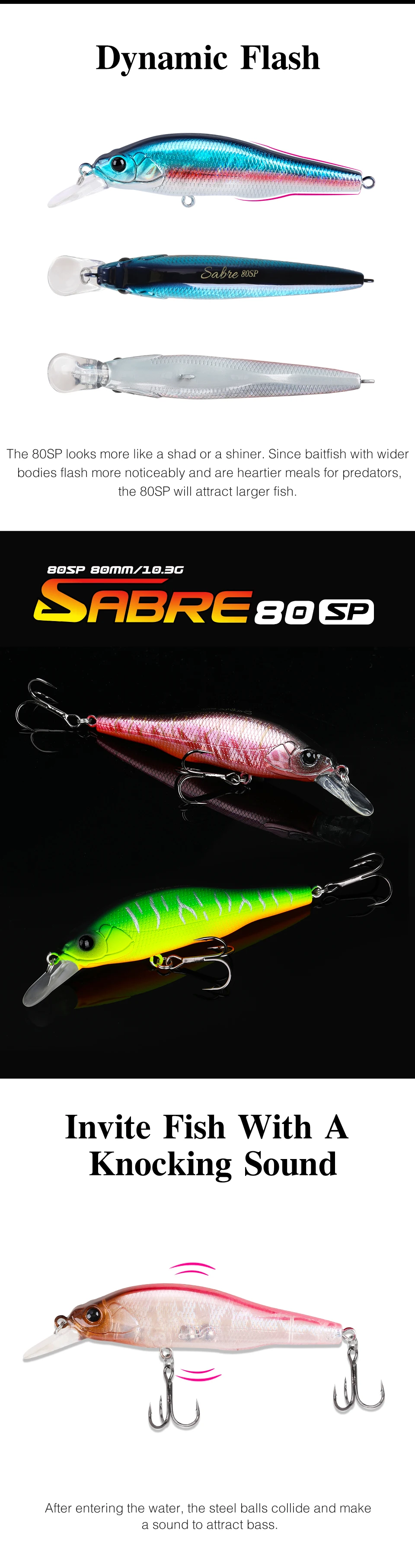 TSURINOYA 3,15 Zoll 80SP Suspend Minnow Sabre 80 mm 10,3 g künstlicher Bass Pike Hard Baits Shiner Shad Angelköder Jerkbait – Detail 10