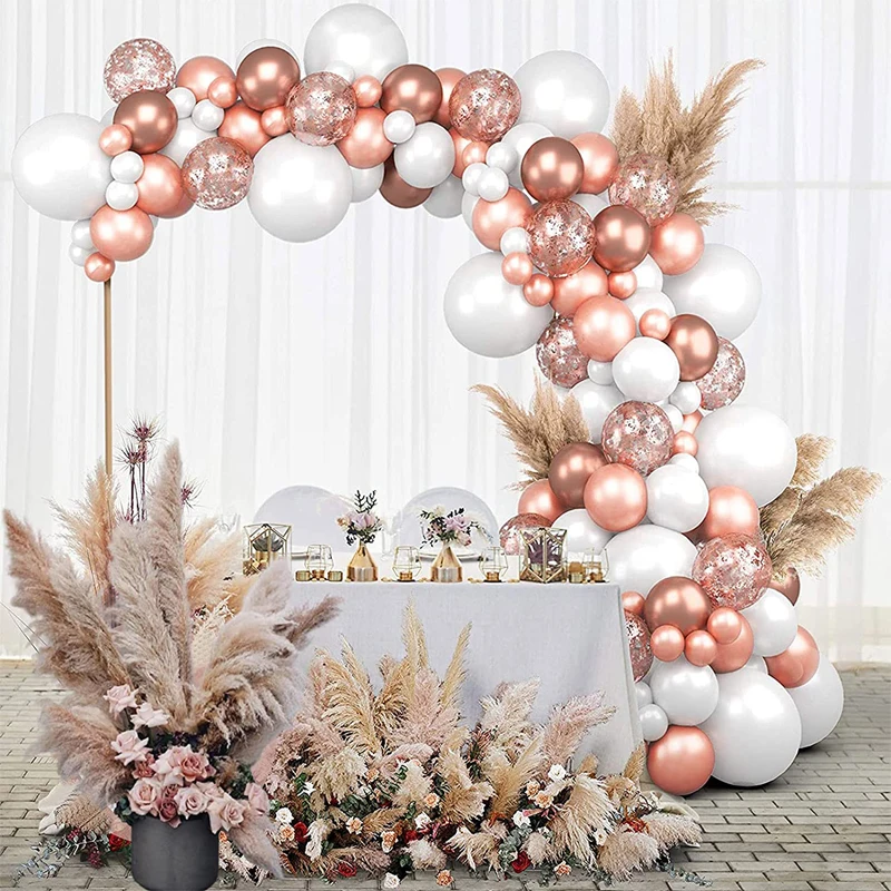 Rose Gold Balloon Garland Arch Kit With 18 Inch White Balloon Women Girls Birthday Party Wedding Hen Party Ballon Anniversaire