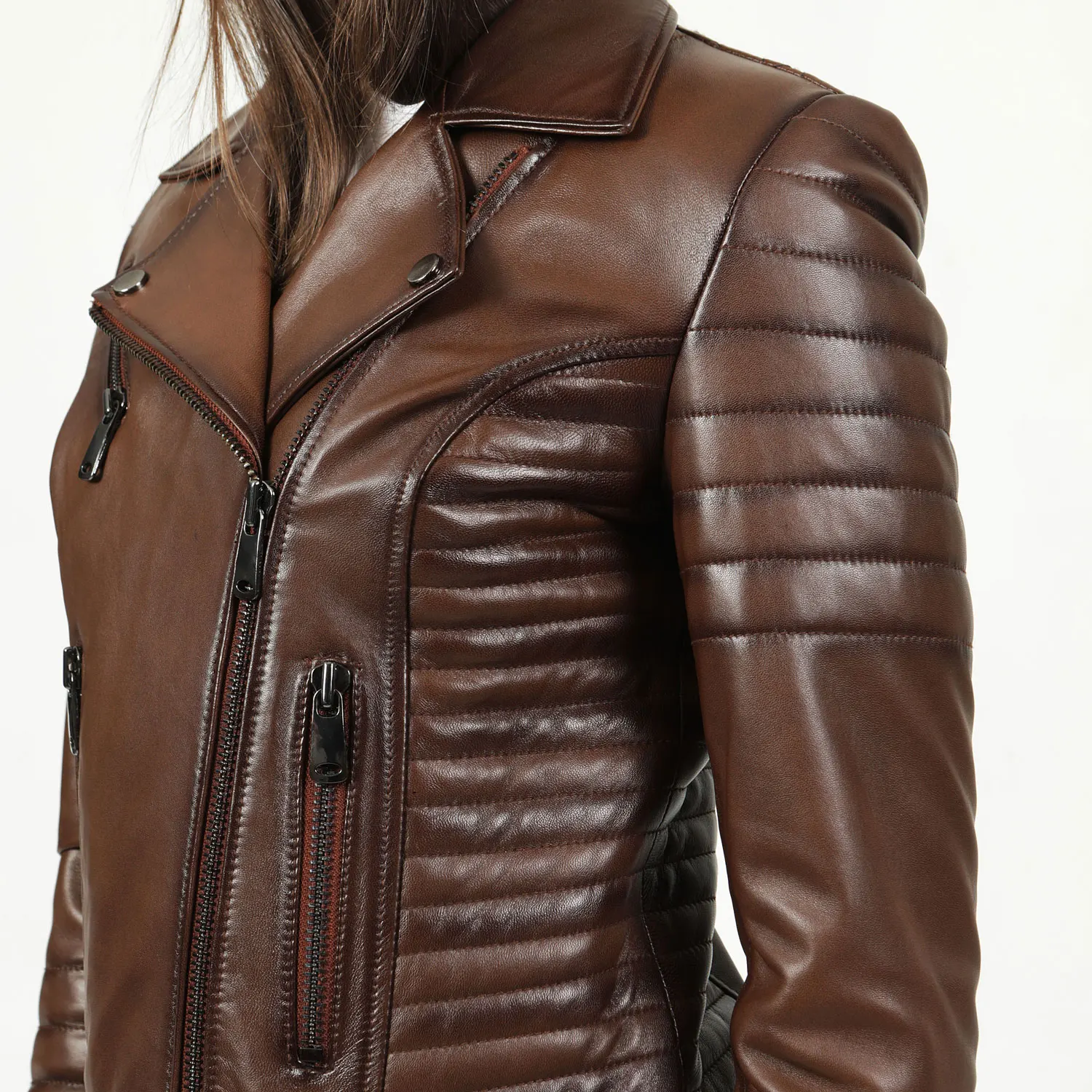 Trendy Ontwerp Lederen Shearling Jassen En Biker Jas Vrouwen 100% Natuurlijke Schapenvacht Herfst Lente Stijlvolle Kleuren