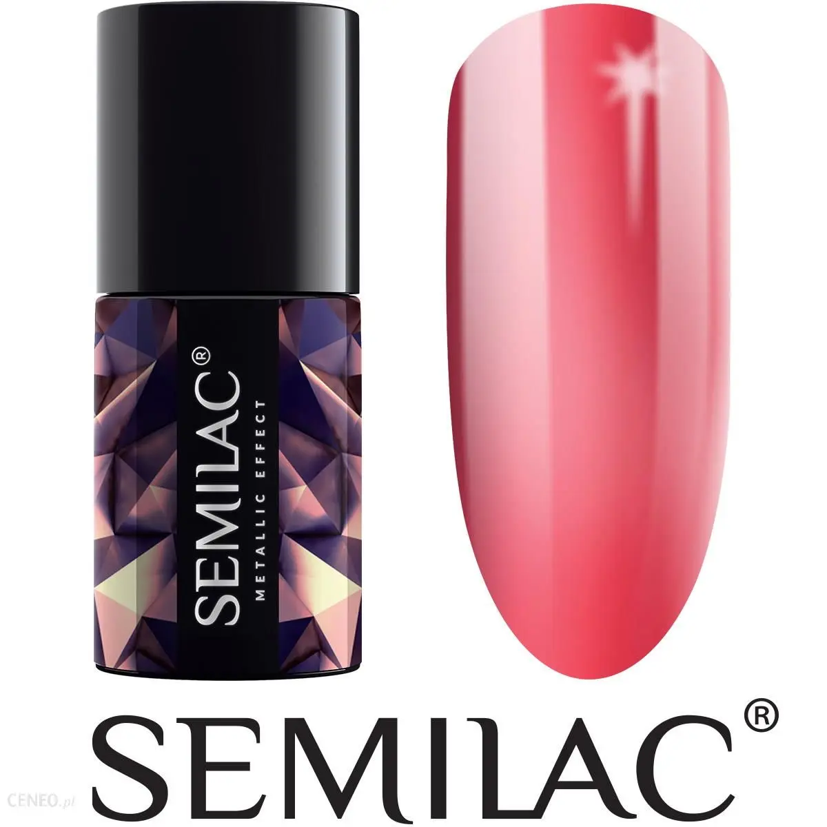 Semilac Metallic Effect Red 250 semi-permanent coverage, UV hybrid nail polish texture Gel