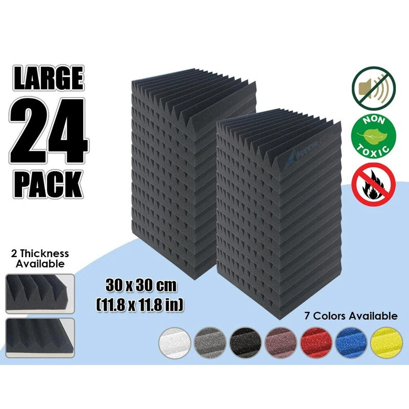 

Arrowzoom 24 pieces 11.8" x 11.8" 12T Multi-Wedge Tile Studio Sound Absorbing Panel Acoustic Foam Treatment AZ1167